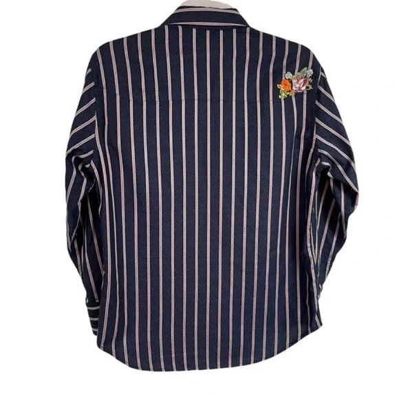 Robert Graham Southwestern Embroidered Floral And Stripe Shirt L Flip Cuff - Picture 7 of 10